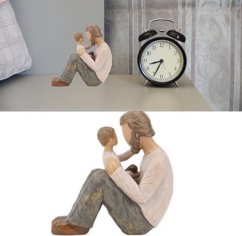 Miniatura 4 de Figura esculpida pintada a mano, estatua de resina de padre e hijo, aspecto realista, escultura de adorno resistente, artesanía para el hogar,