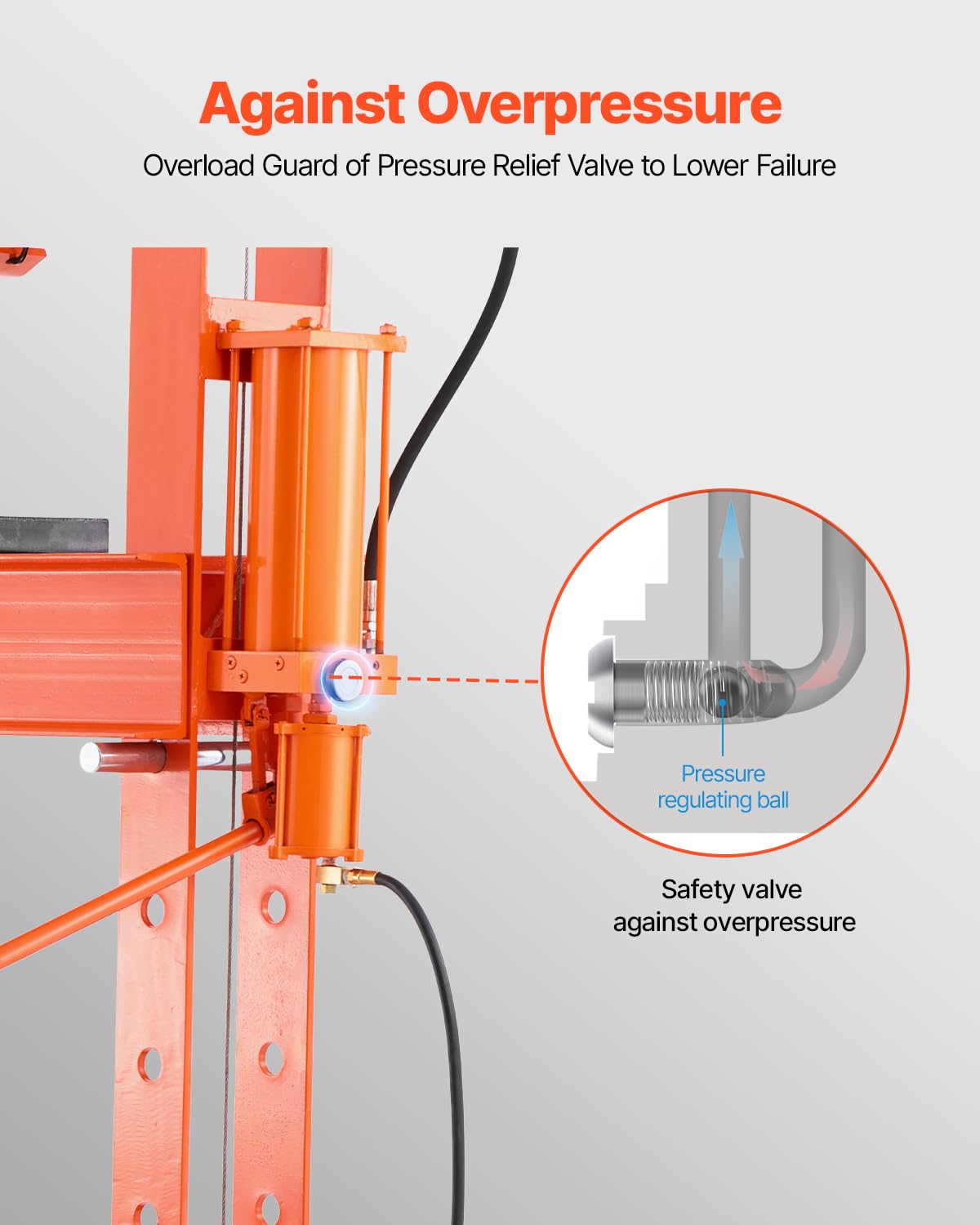 VEVOR hydraulische Werkstattpresse 20 t (H-Rahmen) mit Pressplatte, einstellbare Hydraulikpresse (Max. Zylinder 185 mm) mit Dreieckstütze, geeignet zum Biegen & Richten & Stanzen Orange