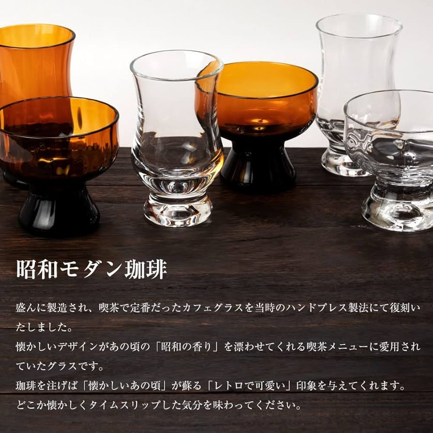 タイムスリップ 廣田硝子 レトロコーヒーグラス4個セット アンバー色 タイムスリップ 廣田硝子 レトロコーヒーグラス4個セット アンバー色