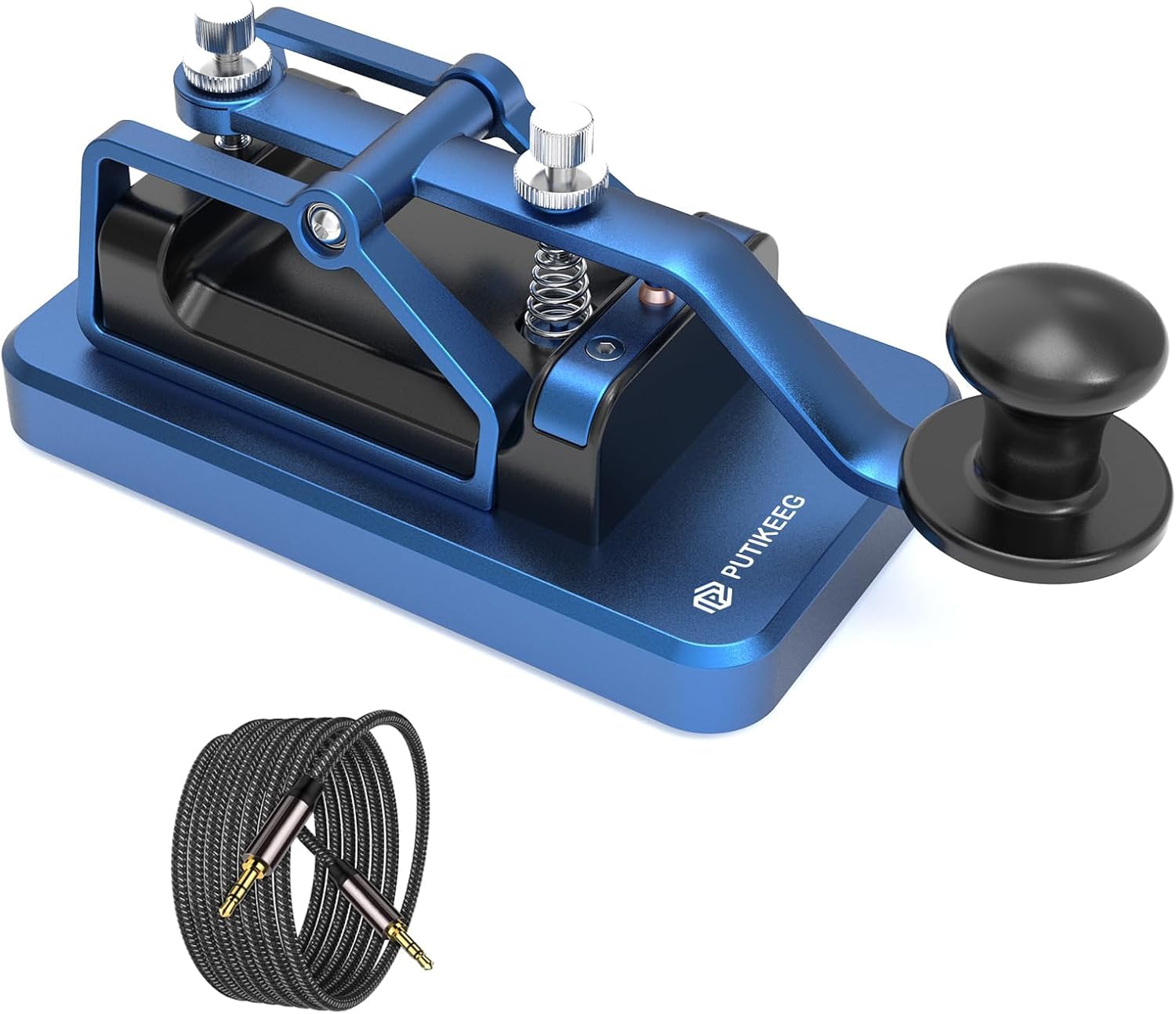 Mini CW Chiave Automatica Morse Send Telegram Doppia Paddle Morse Code Key Corpo in Lega di Alluminio (Blu)