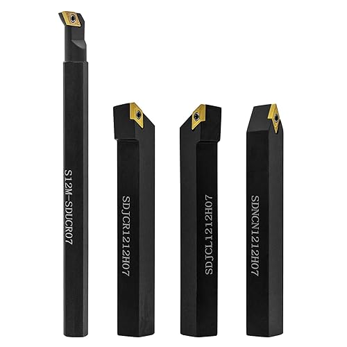Herramienta de torneado de torno indexable (4 unidades), juego de herramientas de torneado de torno de carburo de vástago de 12 pulgada