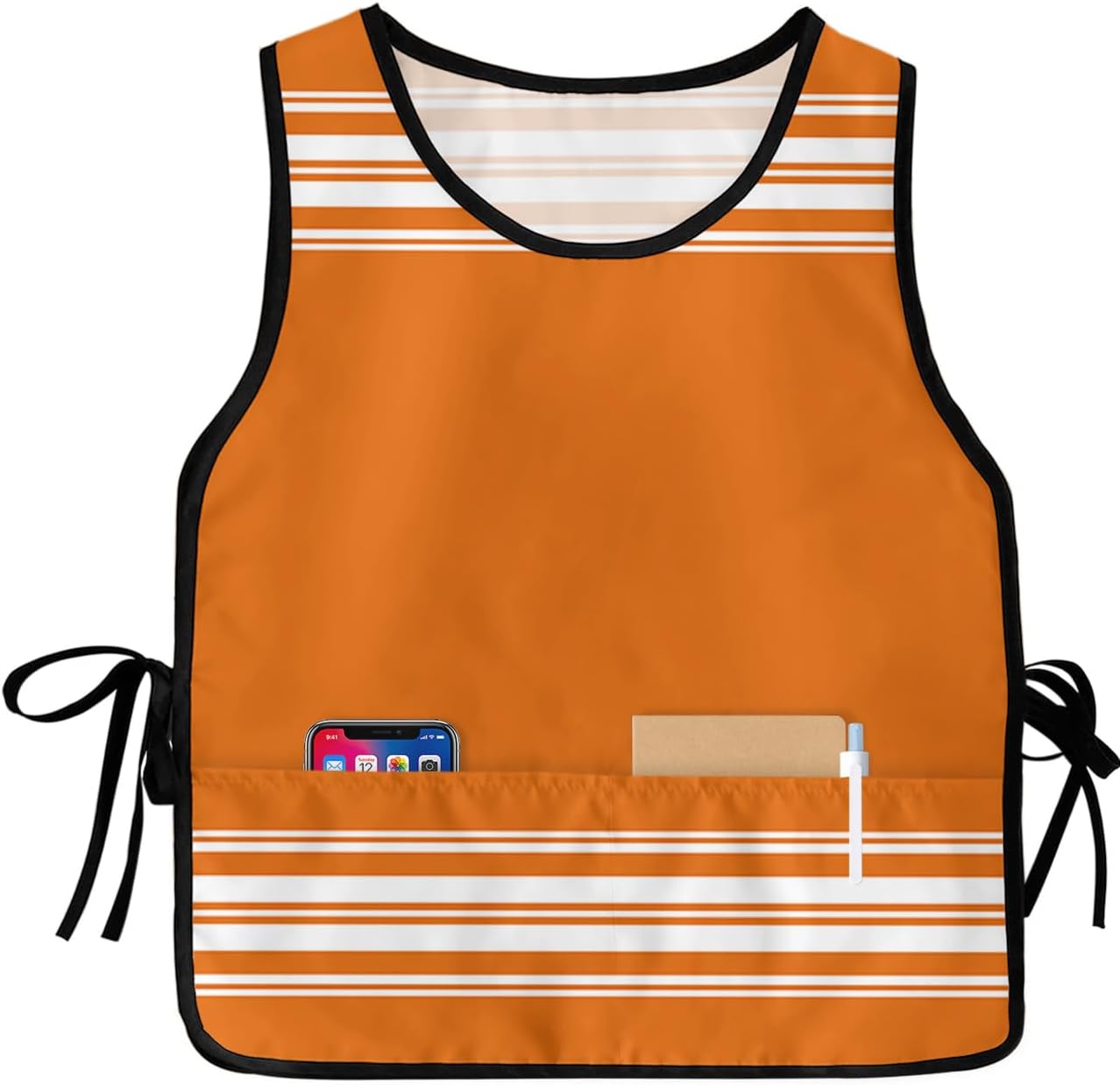 Orange Stripe Cobbler Aprons with 2 Pockets for Women Men, Country Garmhouse Thanksgiving Fall Holiday