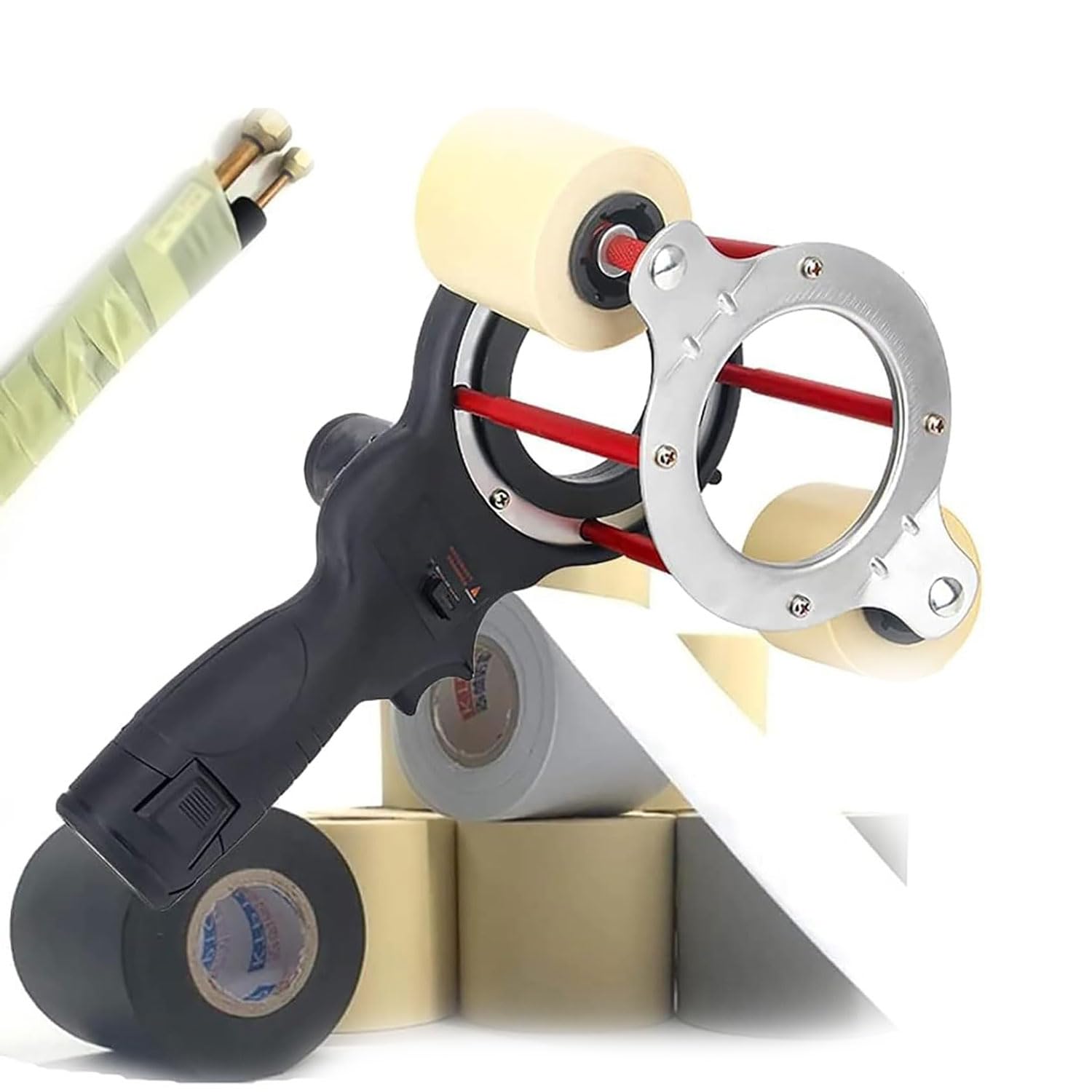 YXYLJOZ Portable Electric Tape Winding Machine, Automatic Duct Wrapping Tool, Efficient Pipe Cable Tie Winding Systems for Protecting Wire Harness