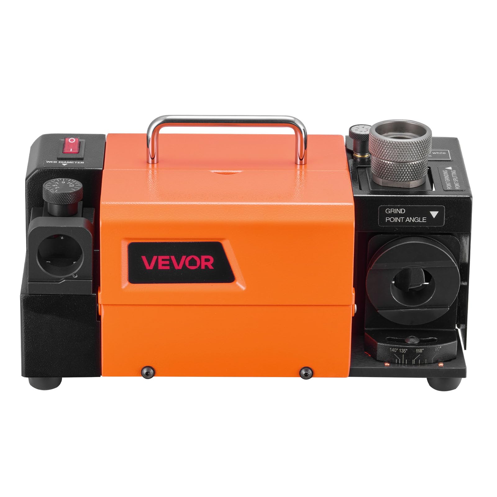 VEVOR Smerigliatrice Affilatrice per Punte da Trapano MR-13D, da 3–15 mm con Angolo di Smusso Regolabile, Labbro di Taglio Anteriore e Angolo di Punta di 95°-135°, con 13 Pinze, Mole CBN e SDC