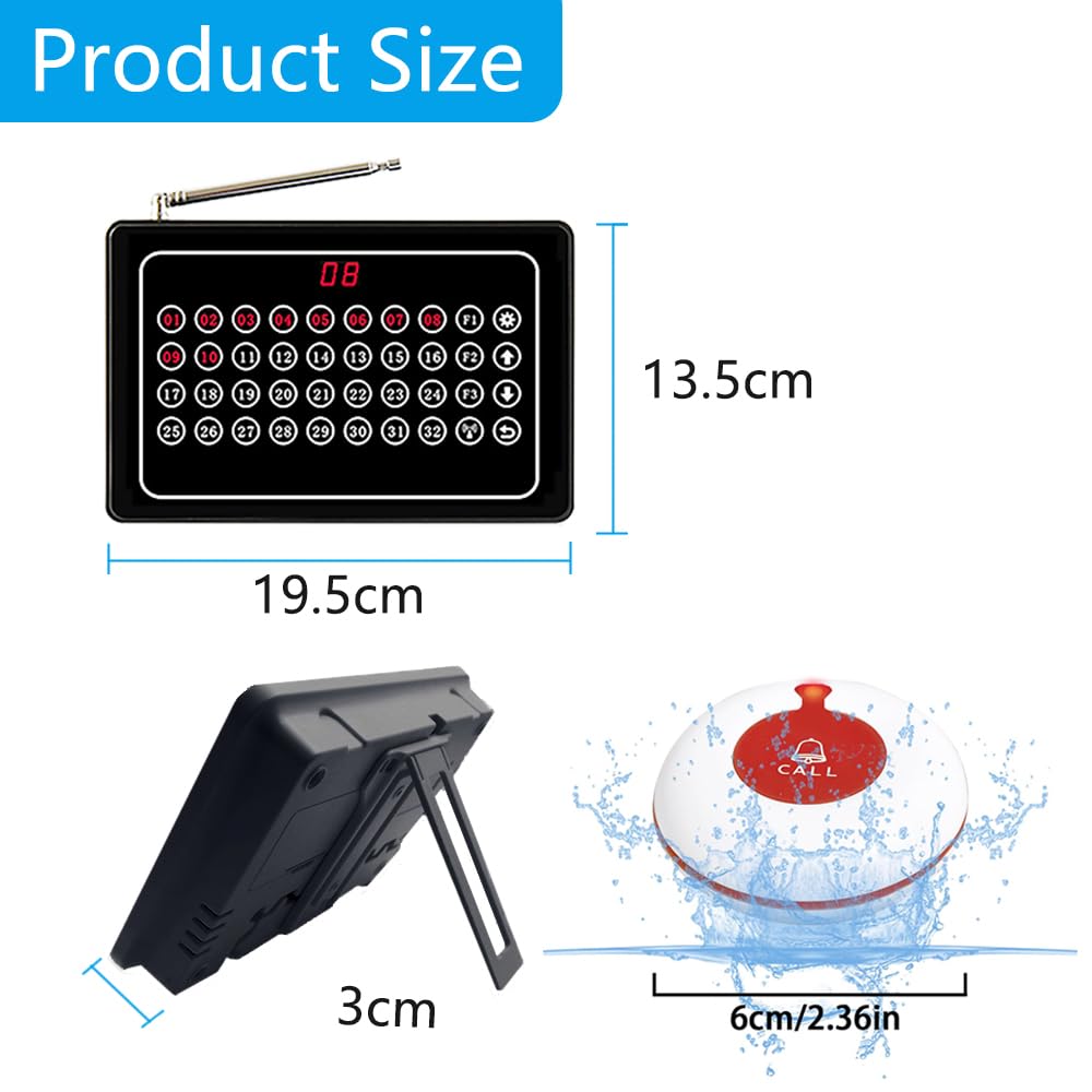 Sistema di chiamata Wireless Caregiver Pager Nurse Alert System SOS Call Bell Button Alarm per ristorante ospedale clinica Caregiver infermiera con 1 ricevitore 20 pulsante di chiamata