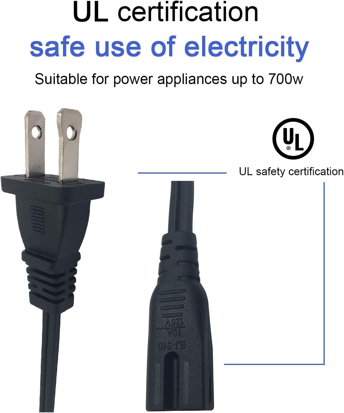 Frее Shірріng оƒƒеr [UL Listed] Cable Nahao 2 Prong 6Ft Polarized AC Universal Power Cord Compatible with Vizio E-M-Series/Sharp/Emerson Smart LED TV/Sony PS1 PS2 (NEMA-1-15P to IEC320-C7 Plug)