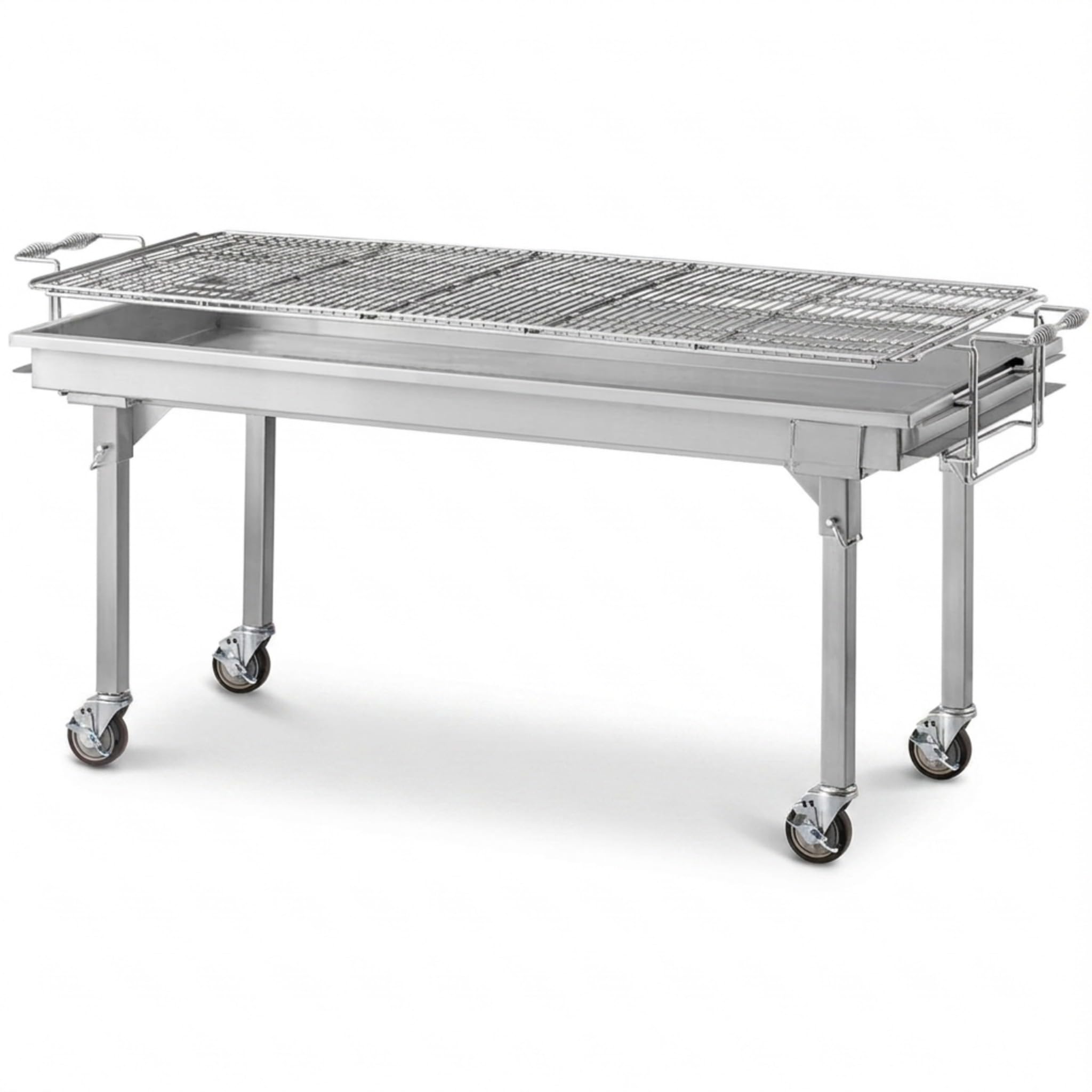 60-Inch Heavy-Duty Stainless Steel Charcoal Grill with Adjustable Grates by Glownary – Stainless Steel, Model 554char60ss