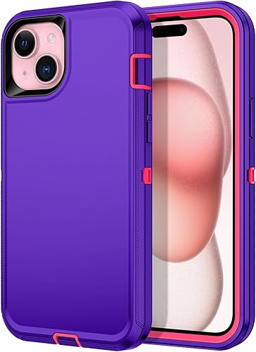 I-HONVA Funda para iPhone 15 Plus a prueba de golpes, a prueba de polvo y caídas, 3 capas de protección de cuerpo completo sin protector de pantalla