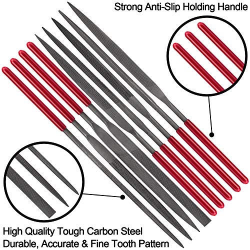 Ancirs 10 Pack Needle File Set, Mini Needle Jewelry File Set, Hardened Alloy Strength Steel Files #TOP1