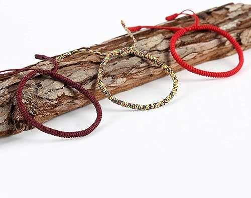 Miniatura 6 de Pulsera de cuerda roja de la suerte china para hombres y mujeres, oración budista tibetana, hecha a mano, cuerda de oración de yoga, pulsera de