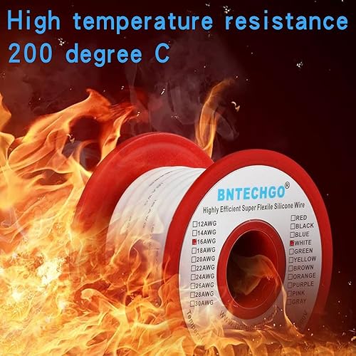 Vista 26 de Bntechgo 18 alambres de silicona suave y flexible, silicona resistente a altas temperaturas, altamente eficiente 18 AWG calibre, 150 hilos