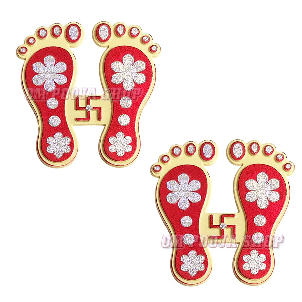 Om Pooja Shop Laxmi Charan Paduka for Diwali Set of 2 (2.5 inch) for Home Decoration