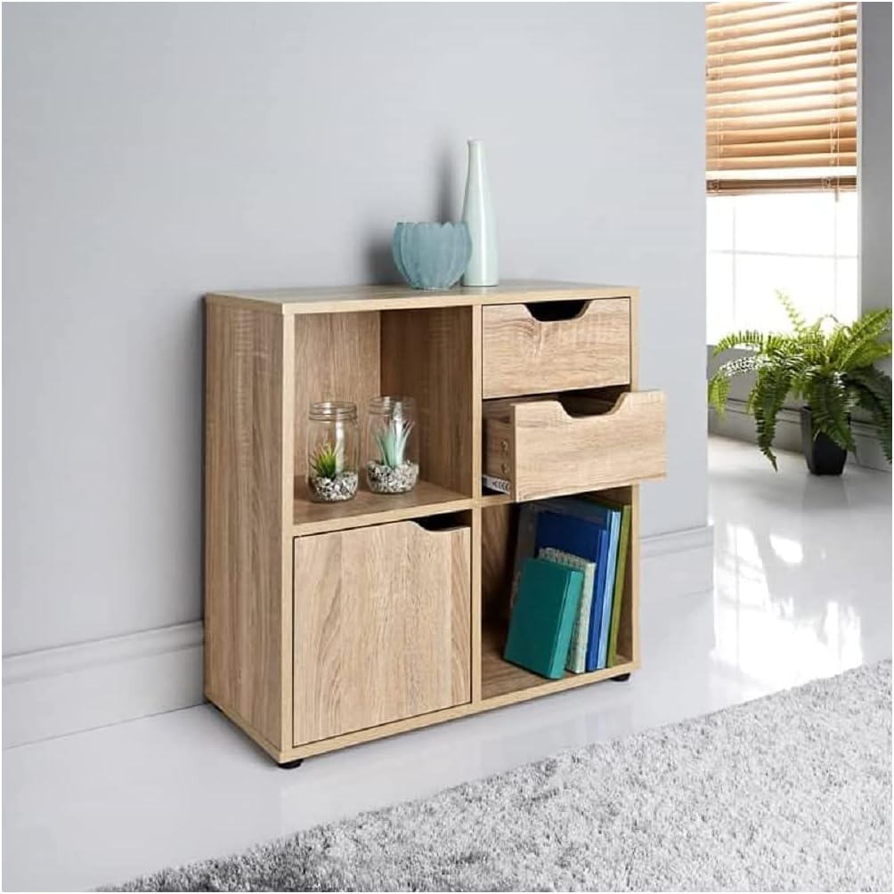 Buy Spot on Dealz® Cube Storage Unit 2 Cubes 2 Drawers Bookcase Wooden