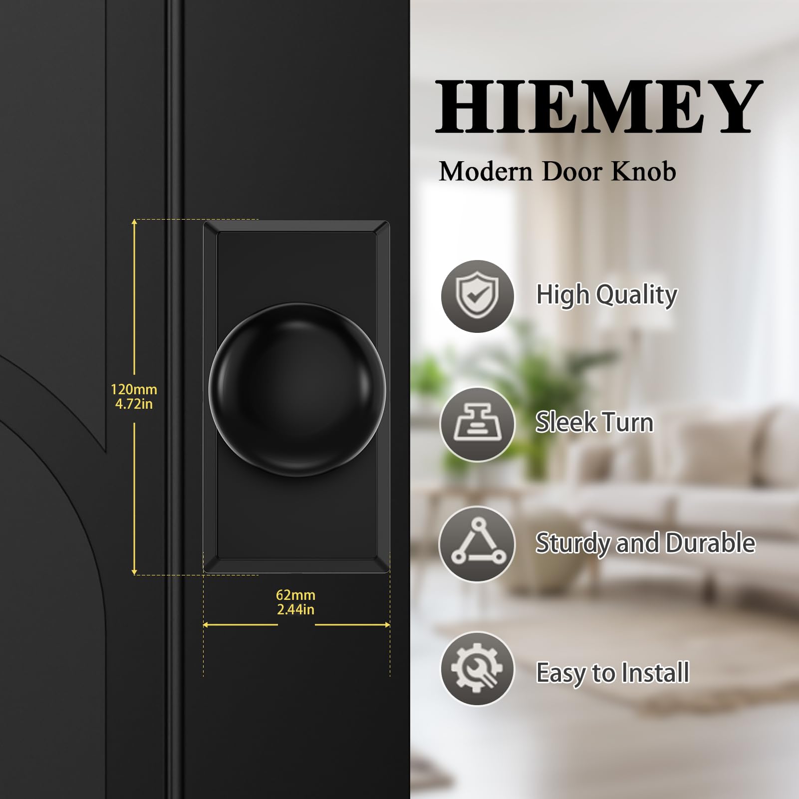 Matte Black Door Knobs - Privacy Lock & Modern Design -4