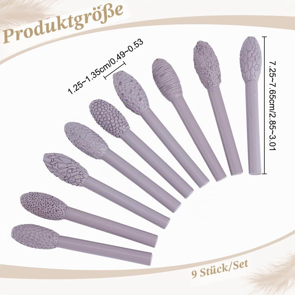UNICRAFTALE 9 Teiliges Harz Ton Textur Werkzeugset Für Kunstprojekte Ovale Stäbe Zum Modellieren von Ton Musterrollen Set Mit Griffen Töpfer Bildhauerwerkzeuge Für Heimwerkerarbeiten 72.5 76.5mm Lang