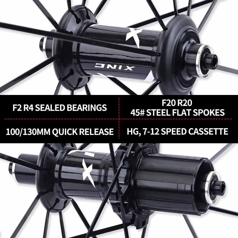 700C Ruedas Traseras Y Delanteras De Bicicleta De Carretera 100/130mm QR Ruedas De Cubierta Freno C/V Llanta De Bici De Aluminio 40mm, Casete De 7-12 Velocidades, Válvulas Presta