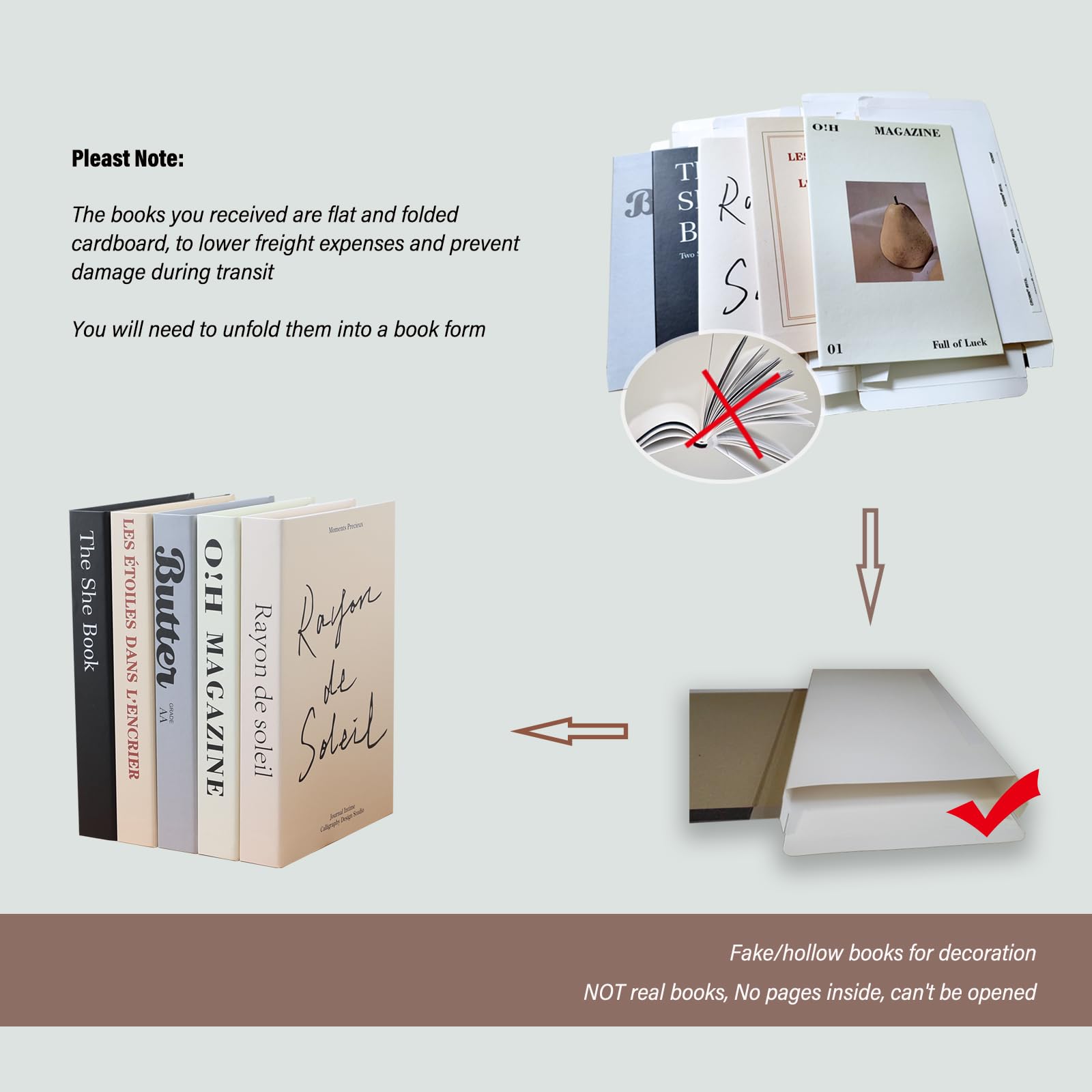 4 Pcs Fake Books For Decoration, Luyseyha Decorative Books For Coffee