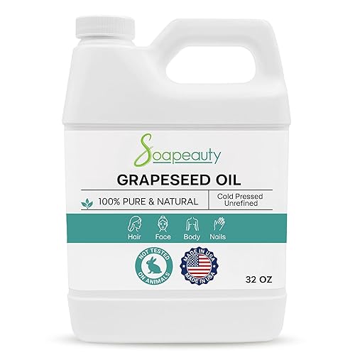 GRAPESEED OIL Cold Pressed Unrefined | 100% Natural Available in Bulk | Carrier for Essential Oils, Face, Skin, Hair Moisturizer, Soap Making | 32 OZ