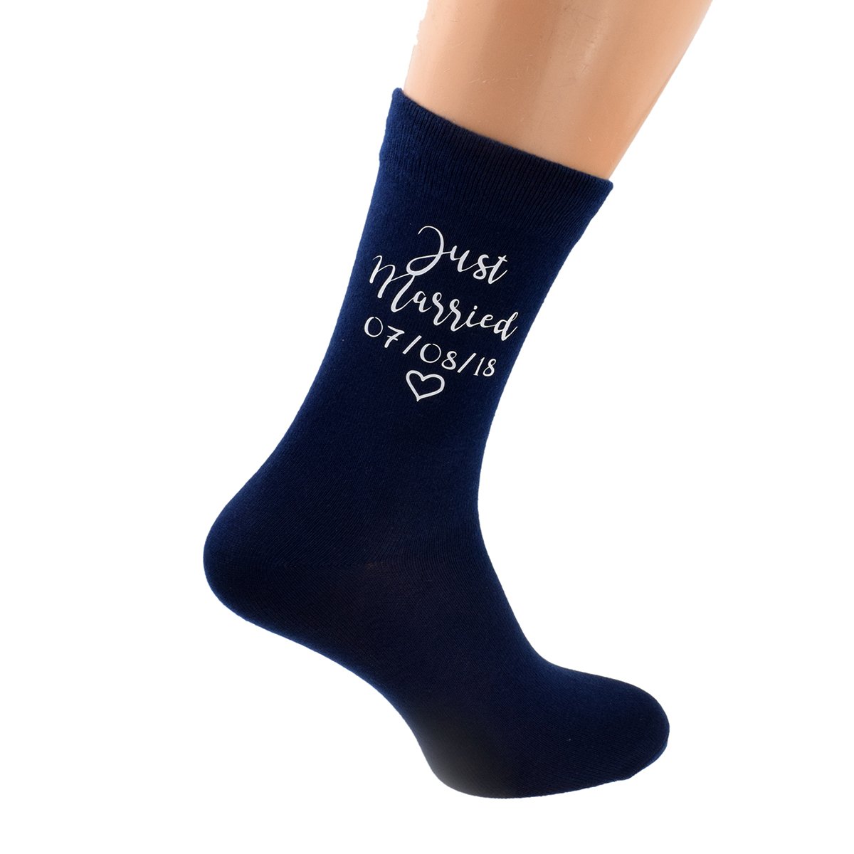 Gtr-Prestige Giftware Men's Blue Personalised Date Navy Just Married Socks Uk Size 5-12 - X6n801 (Please Read Instructions On Listing To Add Your Details)