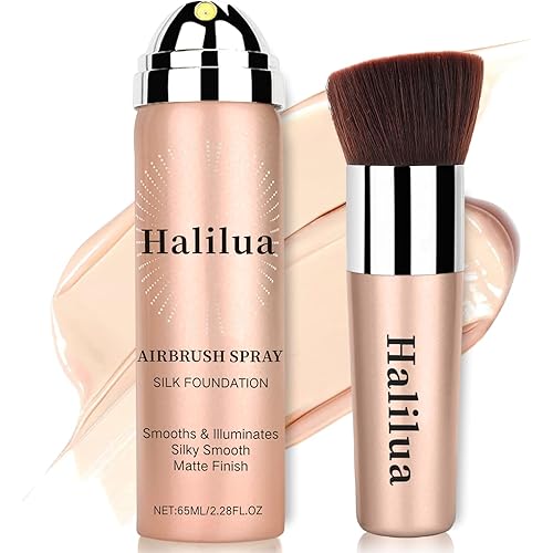 Airbrush Foundation Spray with Brush - Full Coverage Magic Minerals Airbrush Foundation for Smooth Radiant Finish, Concealer Hydrating Makeup for a Flawless, Natural Finish, Breathable (Natural)