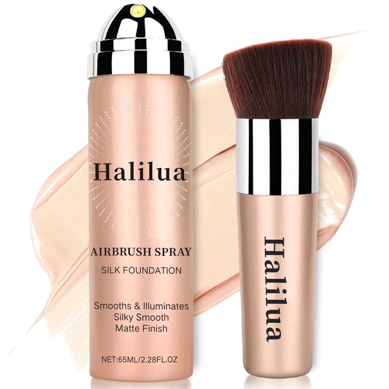 Airbrush Foundation Spray with Brush – Full Coverage Magic Minerals Airbrush Foundation for Smooth Radiant Finish, Concealer Hydrating Makeup for a Flawless, Natural Finish, Breathable (Natural)