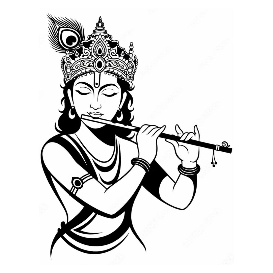 Lord Krishna With Flute Art Temporary Tattoo Sticker For Male And Female Tattoo-image-28