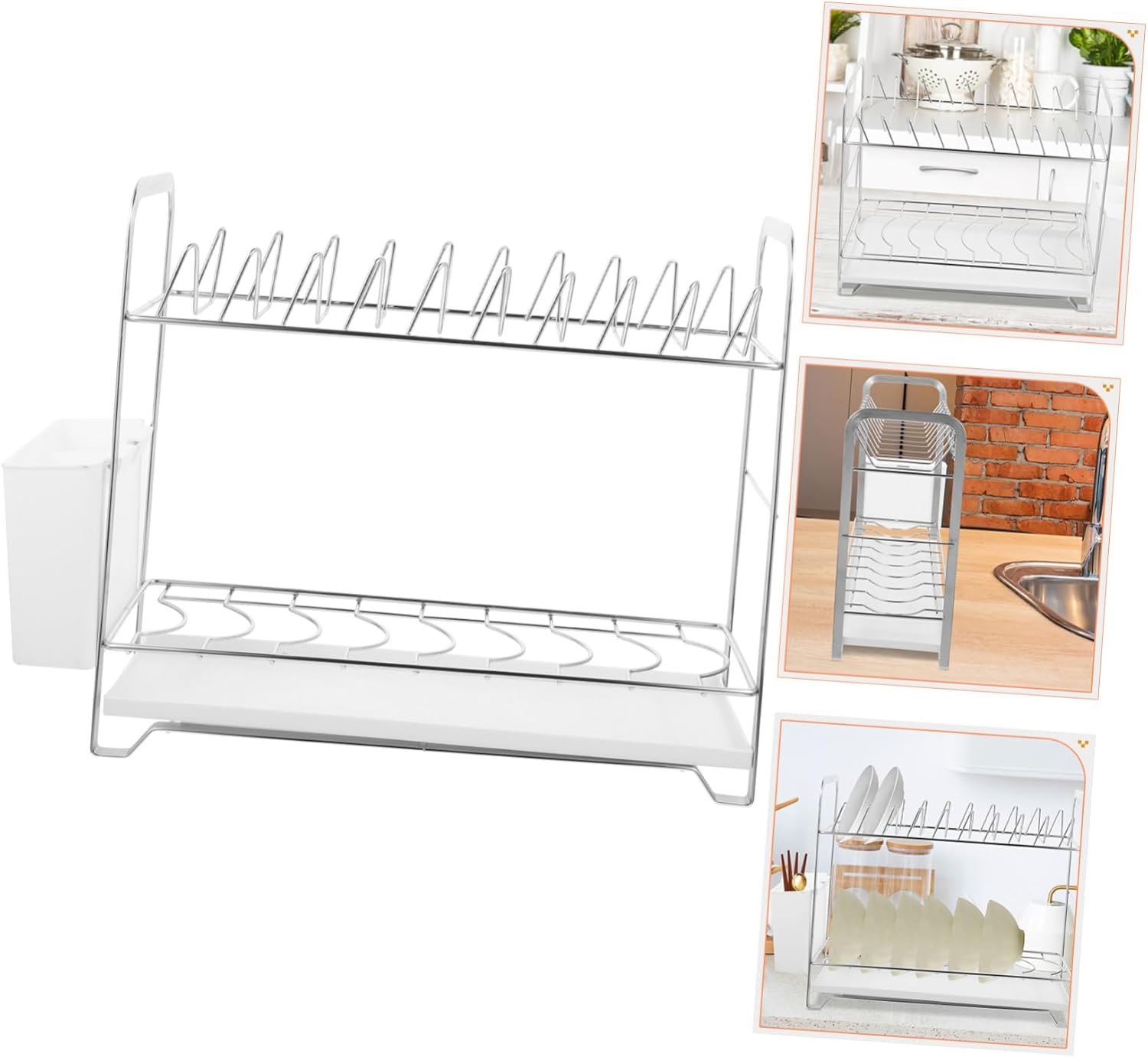Garneck 2 Tier Dish Rack Stainless Steel Kitchen Dish Drying Rack for Counter Easy to Clean