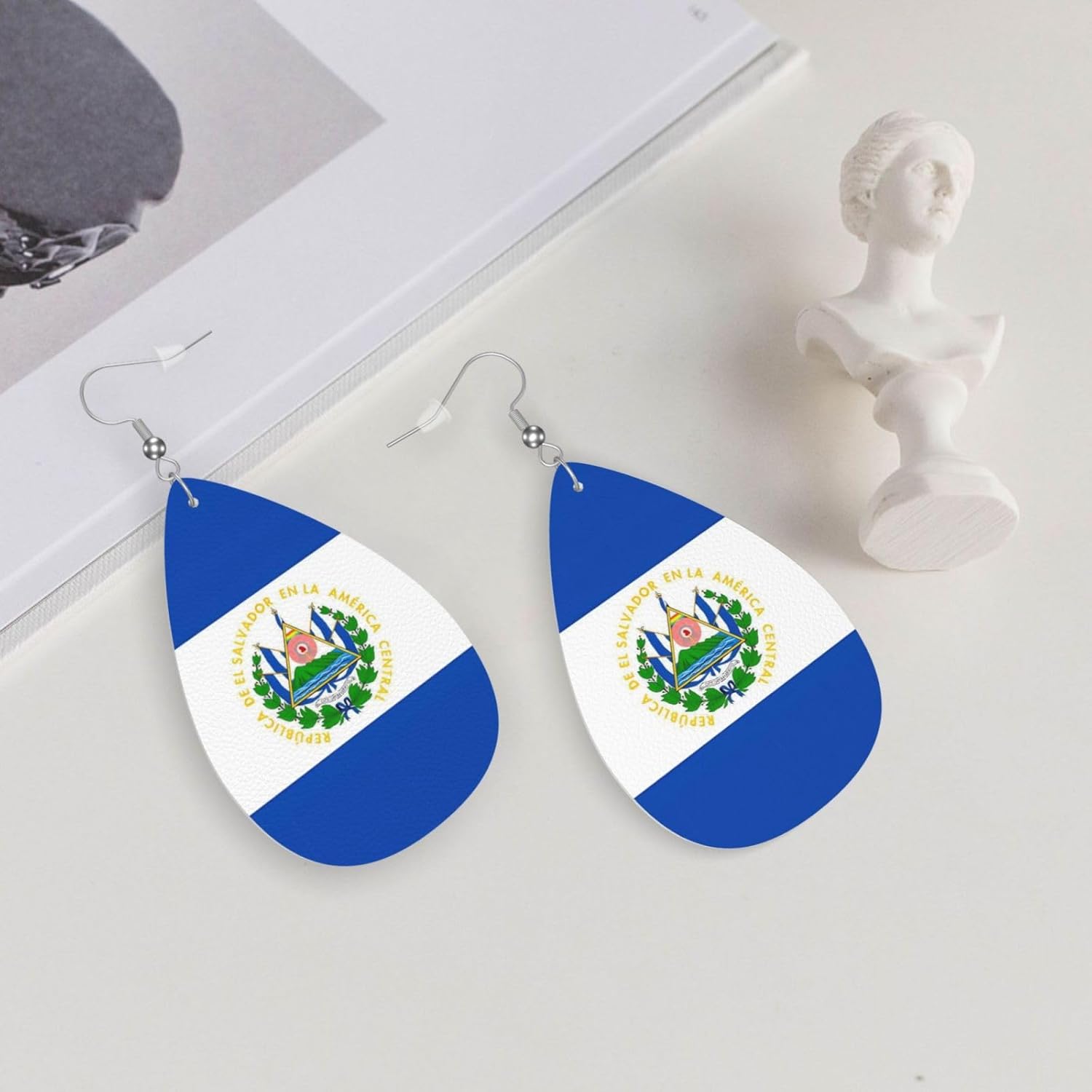 Country Flag Teardrop Earrings For Women Lightweight Leather Dangle Earrings Patriotic Jewelry Gifts - Image 5