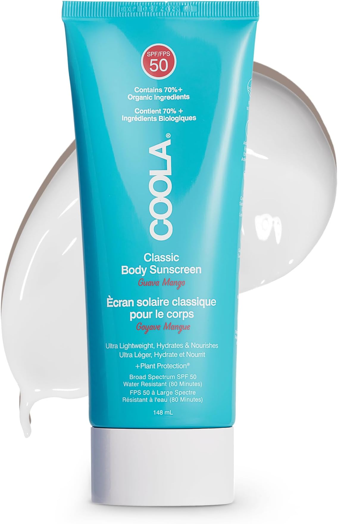 Classic SPF 50 Body Sun Cream Lotion, 70 Percent + Organic Sunscreen with Broad Spectrum UVA/UVB Protection, Reef Friendly and Vegan, 148 ml