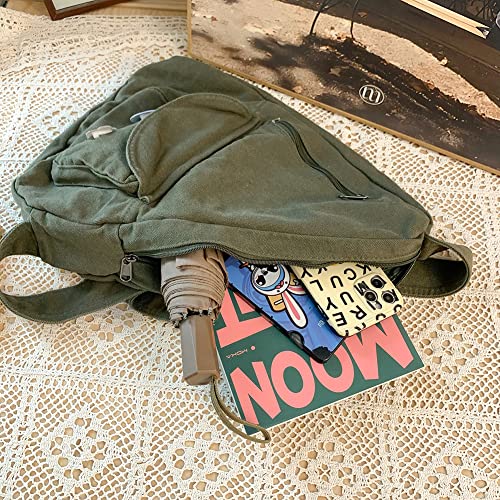 Sling Bag for Women Crossbody Backpack Shoulder Chest Bag Daypack Small Green Travel Canvas Casual Hiking Outdoor3