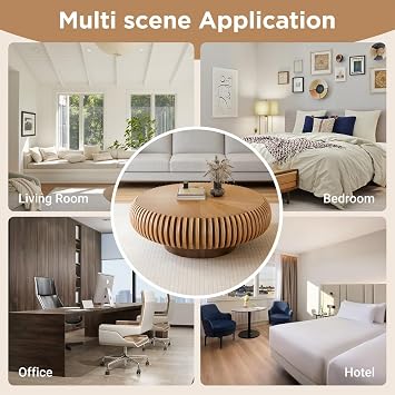 Runder Couchtisch 100 cm Durchmesser Runder Holztisch Moderner Einzigartiger Couchtisch Mit Rillenmuster Beistelltisch Für Wohnzimmer Kleine Räume WohnungBraun100cm
