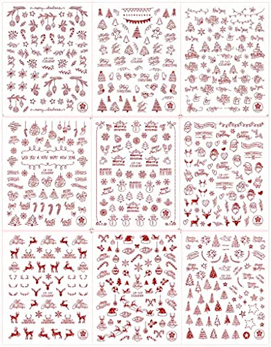 Christmas Nail Stickers, 600+ Pcs Design Self Adhesive Christmas Nail Art Stickers Snowflakes Snowman Santa Claus Reindeer Christmas Tree For Manicure Diy #TOP5
