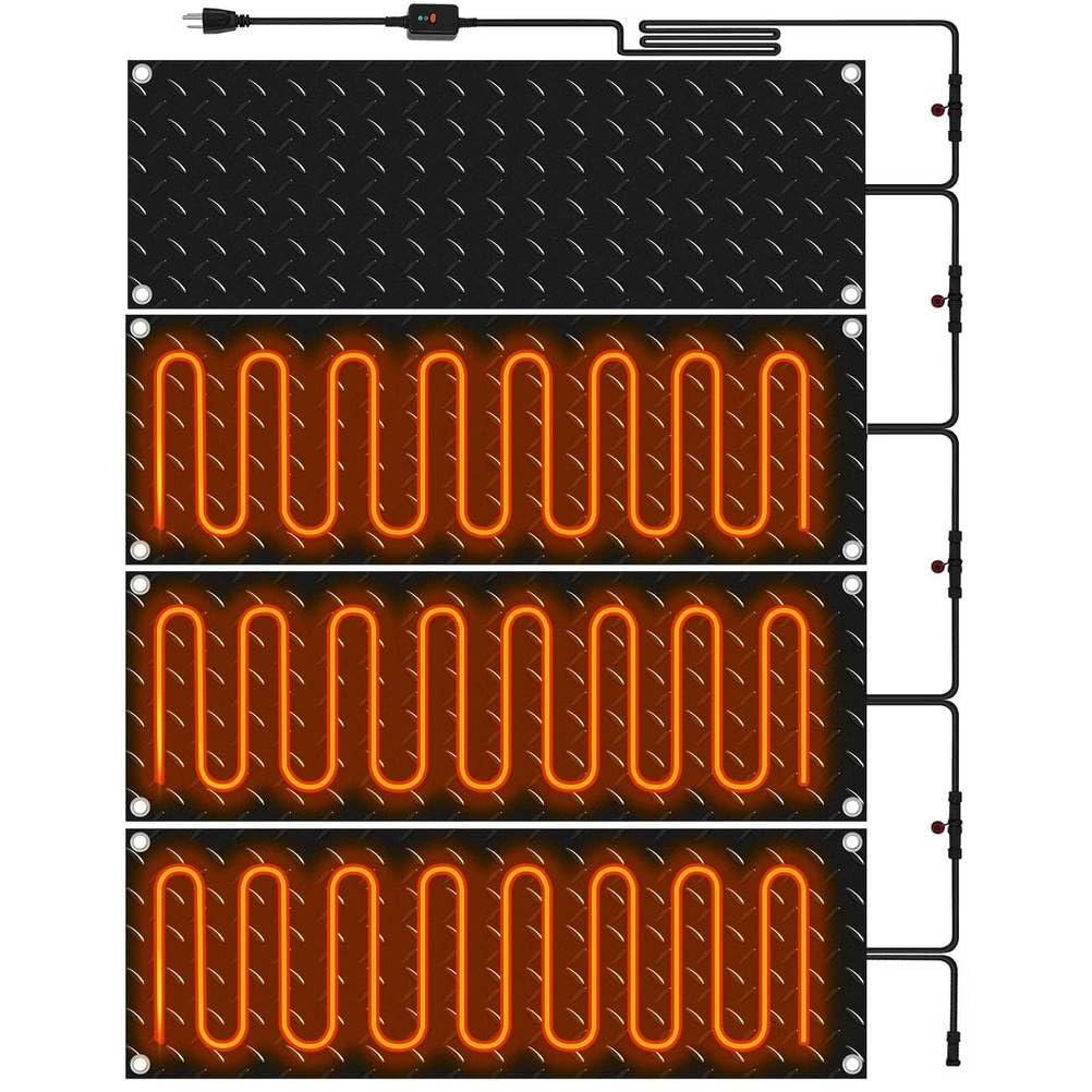 Tapis Chauffants pour Faire Fondre la Neige,Tapis Chauffants d'extérieur pour Allées,Tapis électriques pour Faire Fondre la Neige pour Terrasses,Trottoirs,Faire Fondre la Neige,4 pcs,25.4x76.2cm