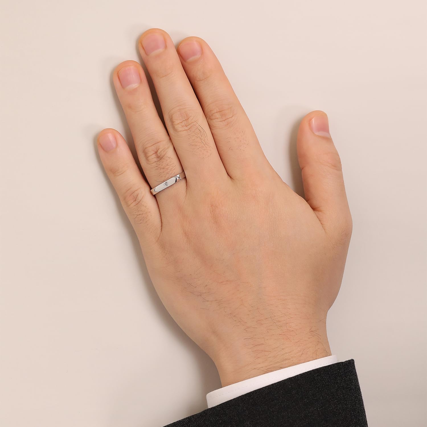 Meissa Anillos de Compromiso Boda Plata de Ley 925 para Pareja Novios Ajustables con Dos Corazones y San Valentín (Juego de Dos Anillos)