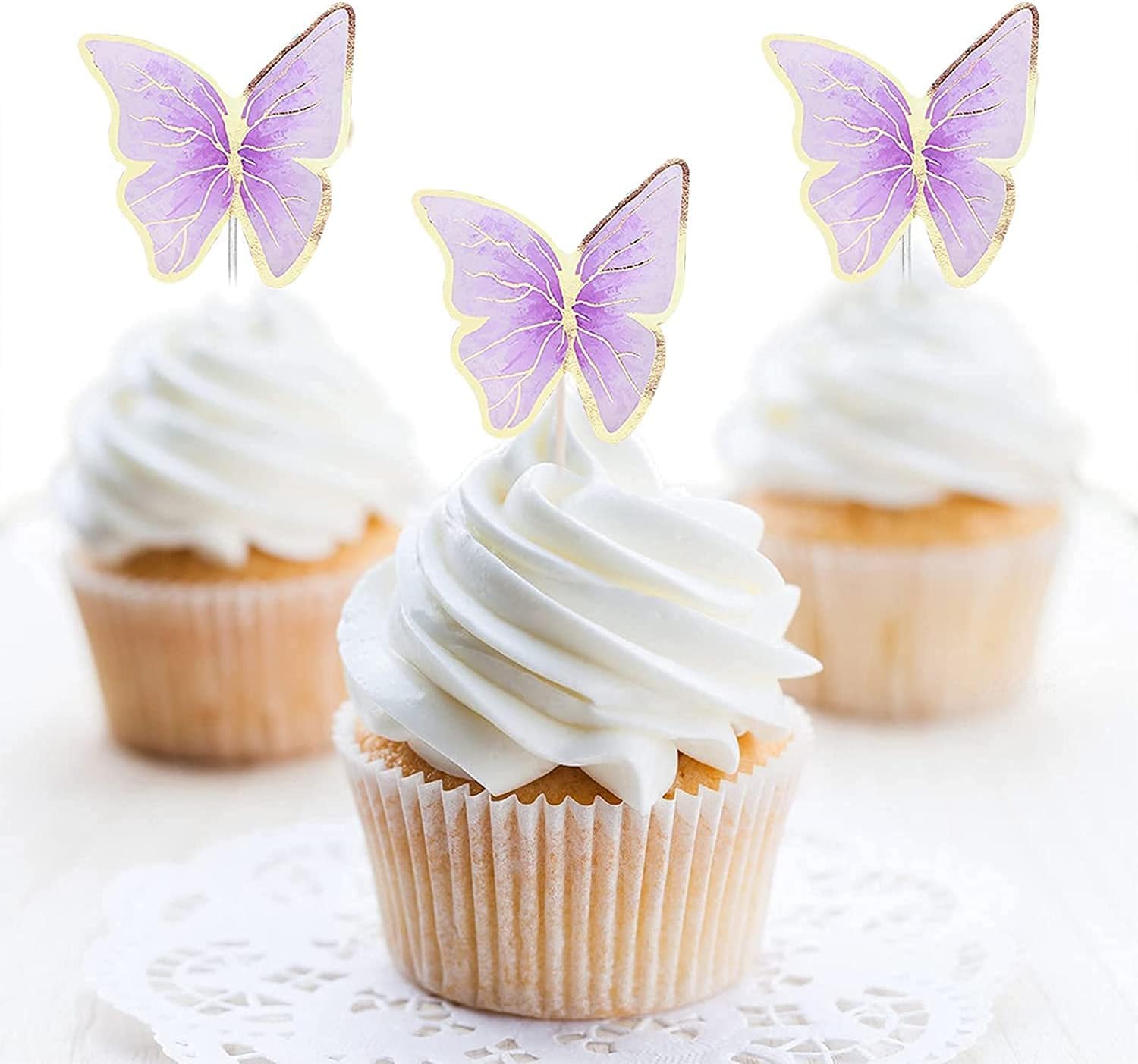 Gyufise Lot De 24 Décorations De Cupcakes 3D à Double Couche En