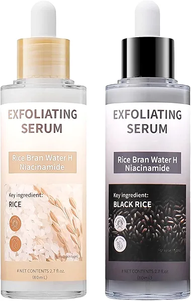 Peel Shot Glow Rice Peeling Ampoule Duo,White & Black Rice Peeling Ampoules,Soft Exfoliating Face and Body Moisturizing Serums,with Niacinamide and Rice Extract, Pore Refining