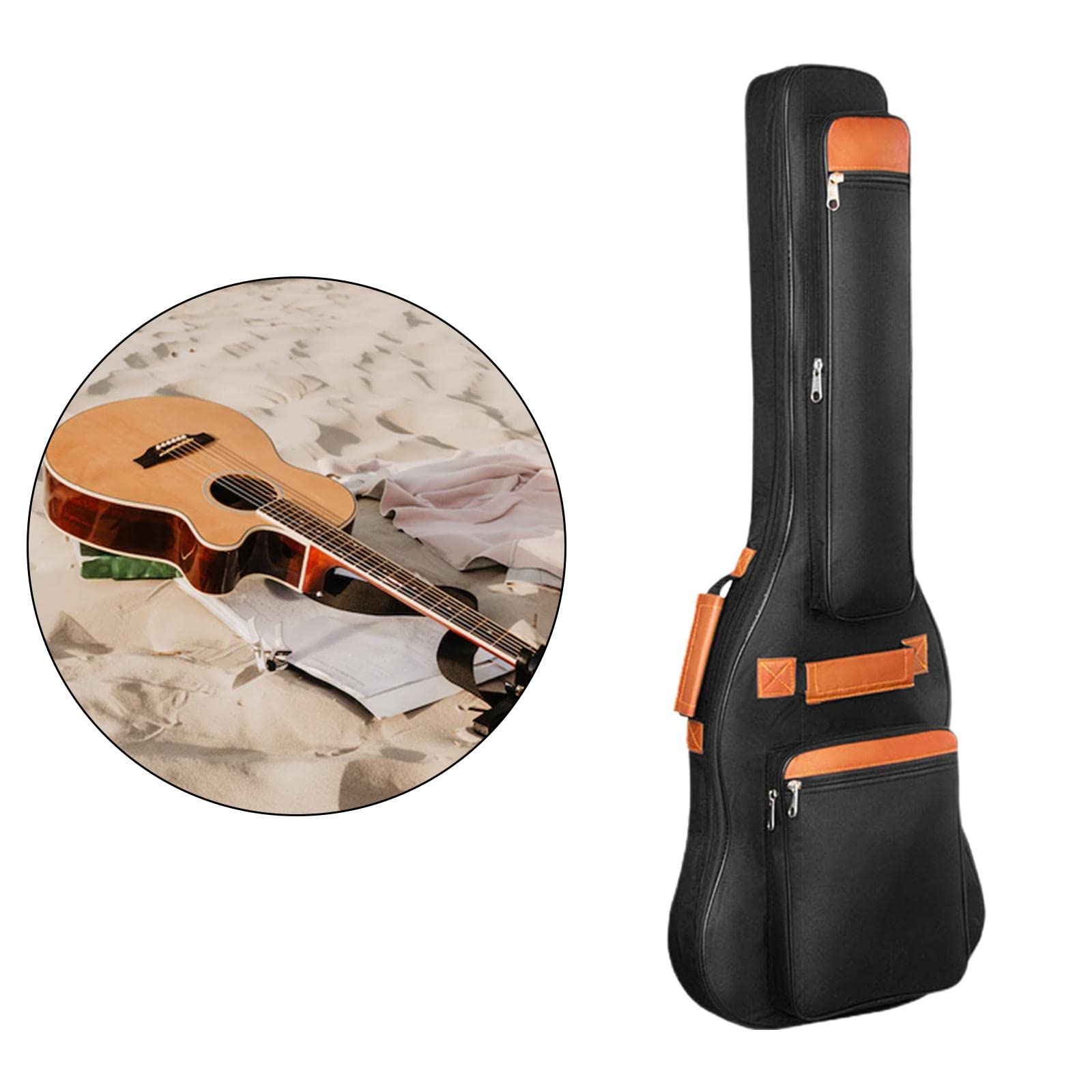 rockible Borse per Chitarra Elettrica, Tracolla Regolabile Borsa per Chitarra Acustica Nera Imbottita Spessa per Accessori per Strumenti Musicali per Chitarra, CHITARRA