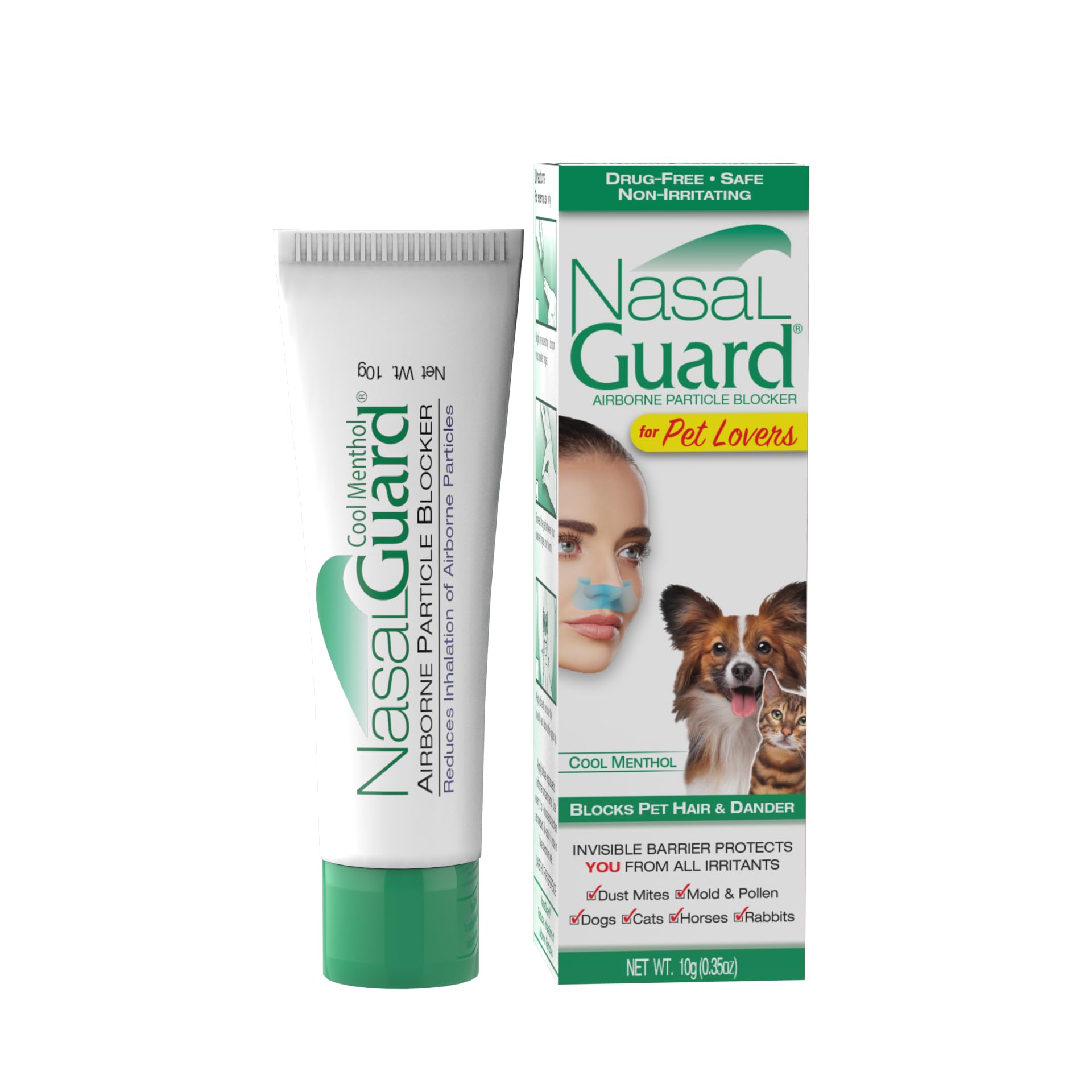 for Pet Lovers Allergy Relief, Pet Hair and Dander Blocker Nasal Gel - Drug-Free and Proven Safe for Pet Allergy Sufferers - Dogs, Cats, Horse, Rabbits and More (10 Gram, Cool Menthol)