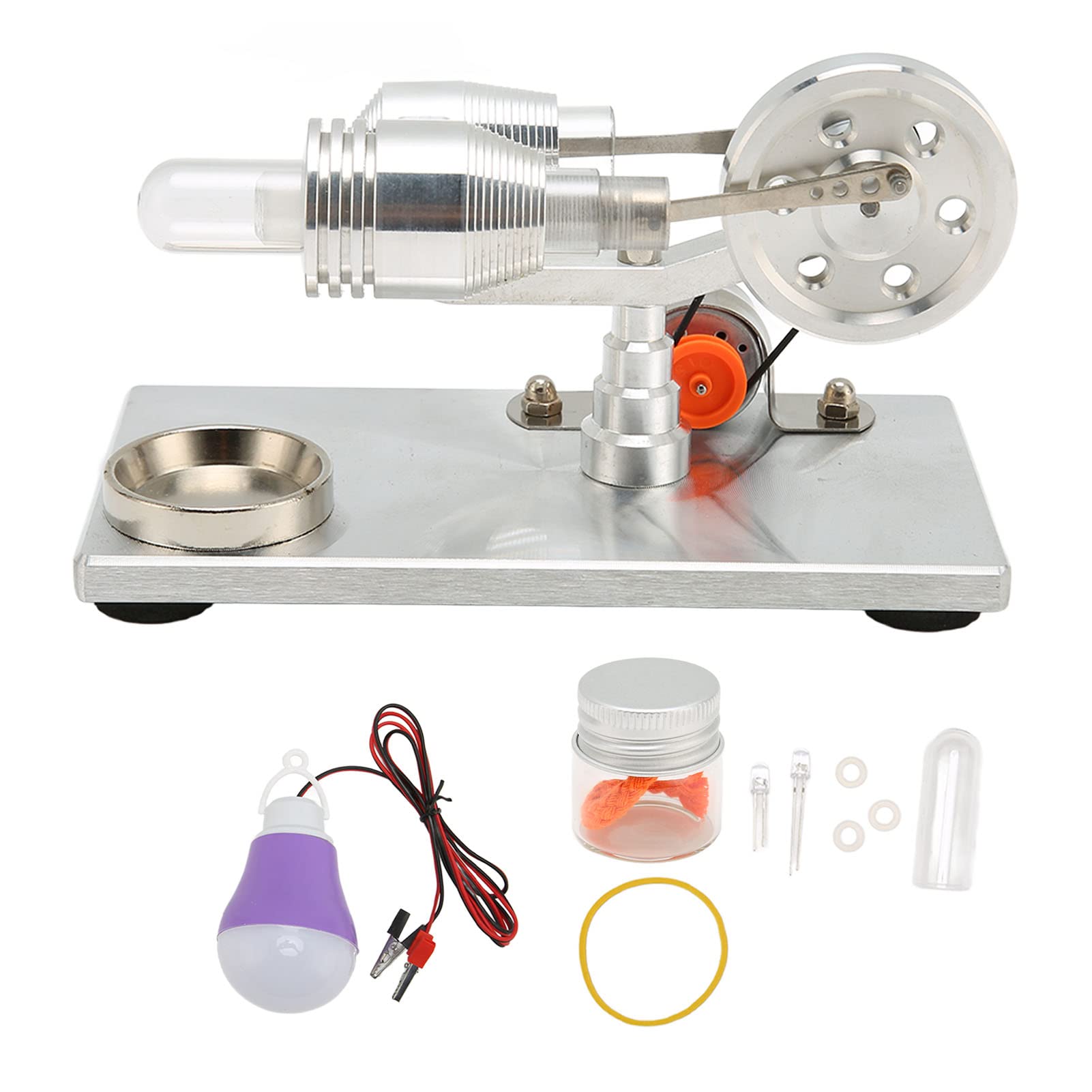 Kit Educativo de Modelo de Motor Stirling, Fácil de Montar para Proyectos Científicos, Aleación de Zinc y Vidrio