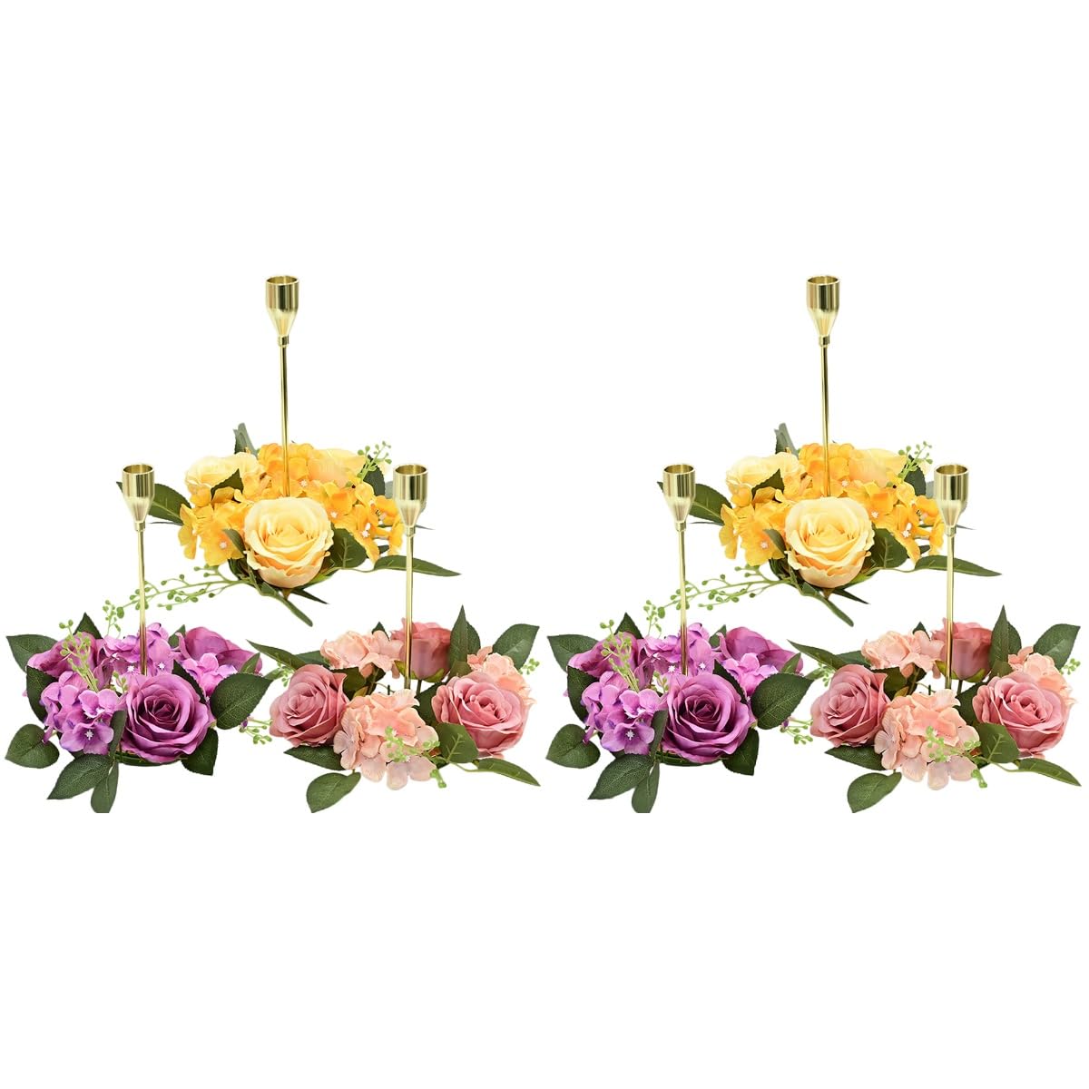 Bougeoirs chandeliers couronne de fleurs lot de 2 ensembles polyvalents de 3 pieces