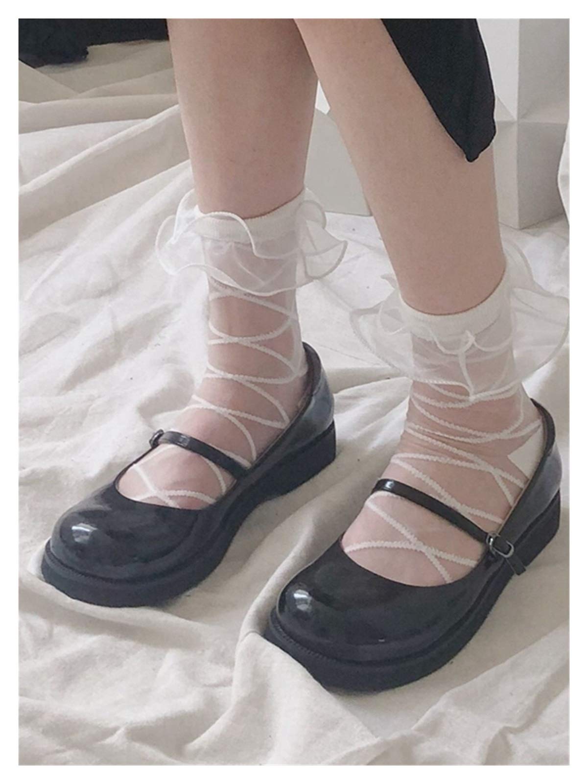 Chaussettes dentelle bowknot élastiques pour éviter les marques et transpirer en été