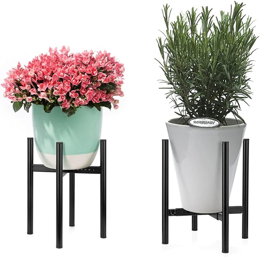 Metal Plant Stand Adjustable Width 8-12 Inch Indoor Outdoor Flower Pot Holder Shelf Display Rack