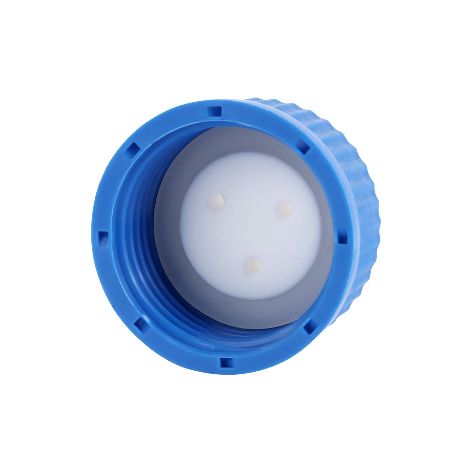 Blue GL45 - Tapa de llenado de seguridad de 3 puertos con tres agujeros para botellas de vidrio, tubo OD de 1/8 pulgadas, kit completo (caja de 4)