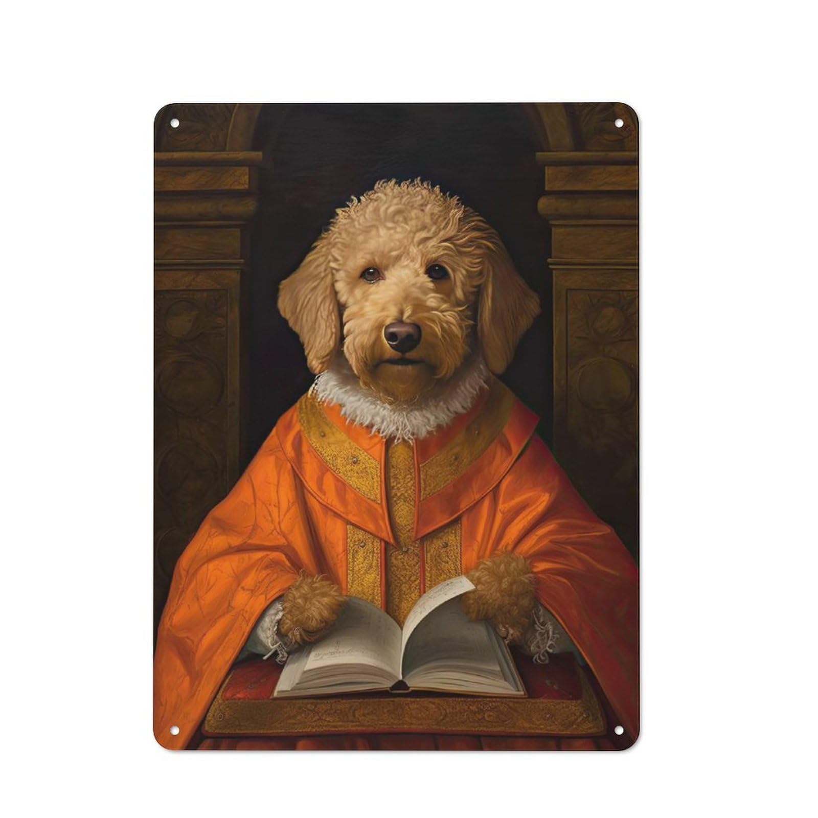 Junmoney Style-4 Rustic Metal Sign With Goldendoodle The Pope Design 40X30cm, Farmhouse Farmhouse Wall Decor For Dining Room, Cafe, Entryway Or Family Room