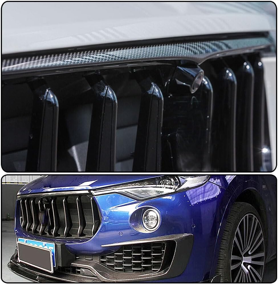 Real Carbon Fiber Front Grille Trim Strips Compatible with Maserati Levante Base and S Sport Utility 2016-2018 Front Bumper Middle Mesh Grille Trim Frame Decoration Emblem Sticker