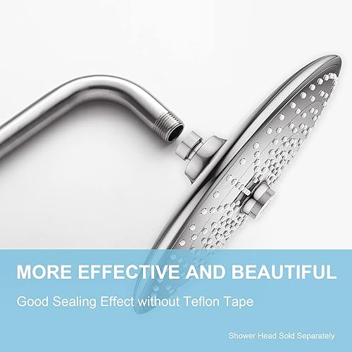 Miniatura 30 de OFFO Brazo de ducha con brida, 6 pulgadas de níquel cepillado para montaje en pared, ángulo de repuesto para cabezal de ducha fijo y cabezal