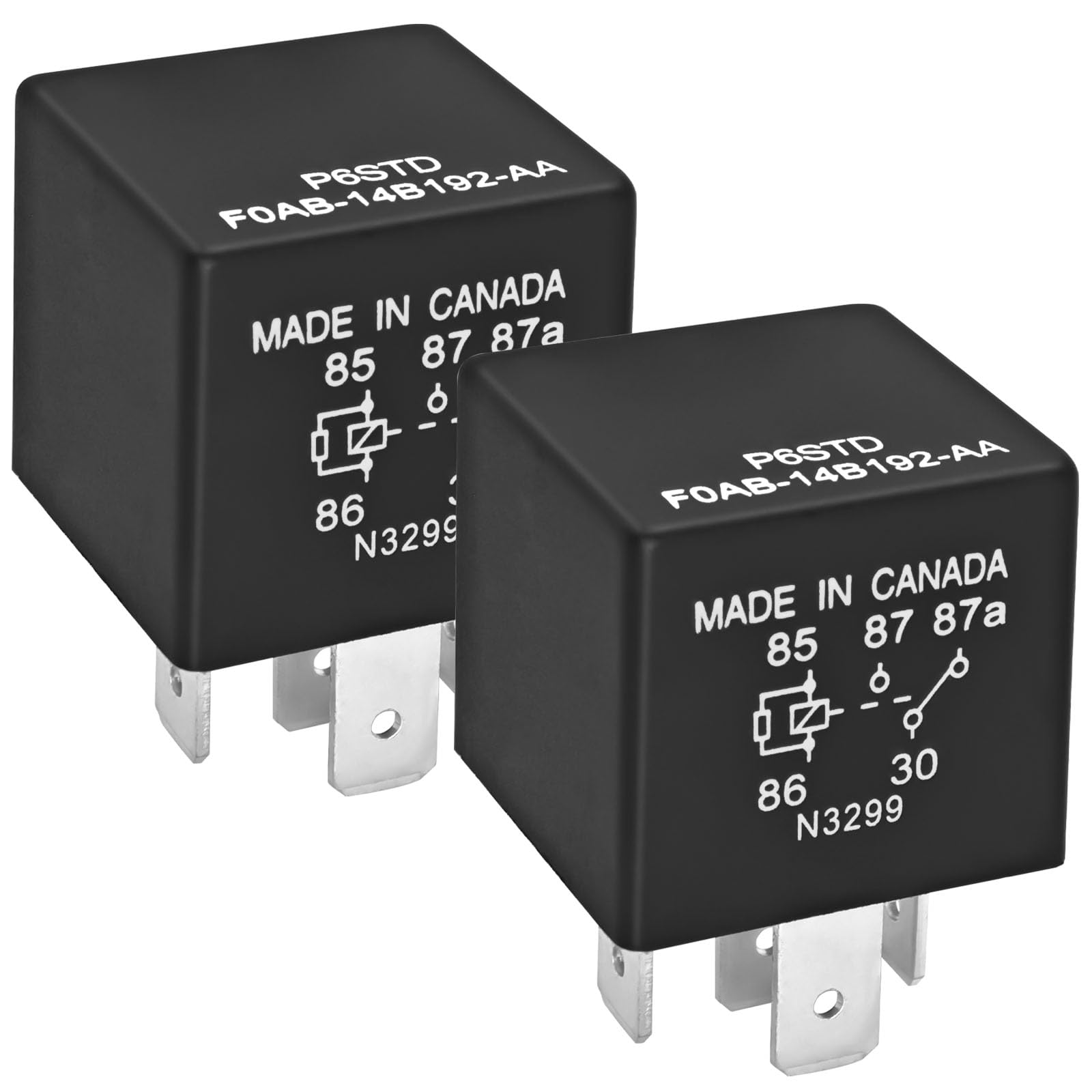 Casalytics P6SDT FOAB-14B192-AA Automotive Relay (Pack of 2) – 40A 12VDC 5-Pin, OEM Replacement F0AB-14B192-AA Electrical System Relay for Ford