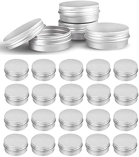 12 Pcs Aluminum Tin Jars Cans Small Round Pot Jars Round Steel Tin Cans Storage Jar Containers Small Metal Tin Empty Container Bulk Round Pot Screw Cap Lid Small Tin Jars,Powder 0.5oz/15ml