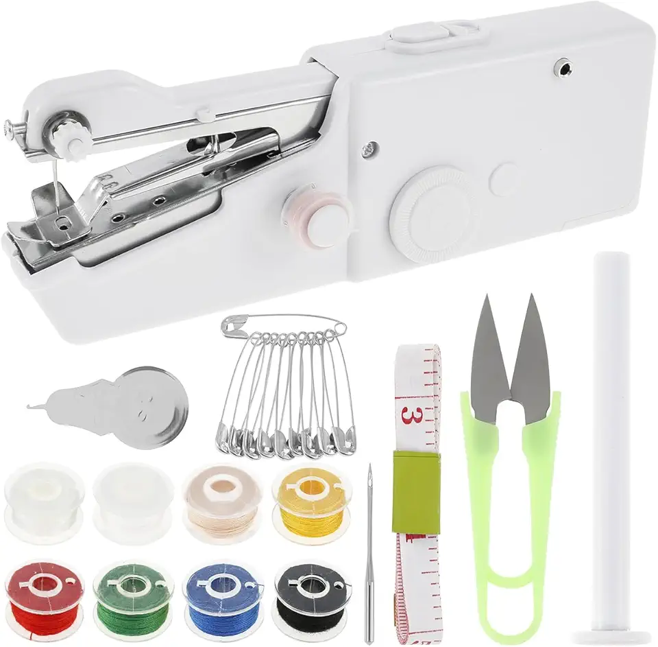 Mini máquina de costura para iniciantes, máquina de costura portátil, máquina de costura elétrica com acessórios de costura, faça você mesmo, ferramenta portátil de costura doméstica para