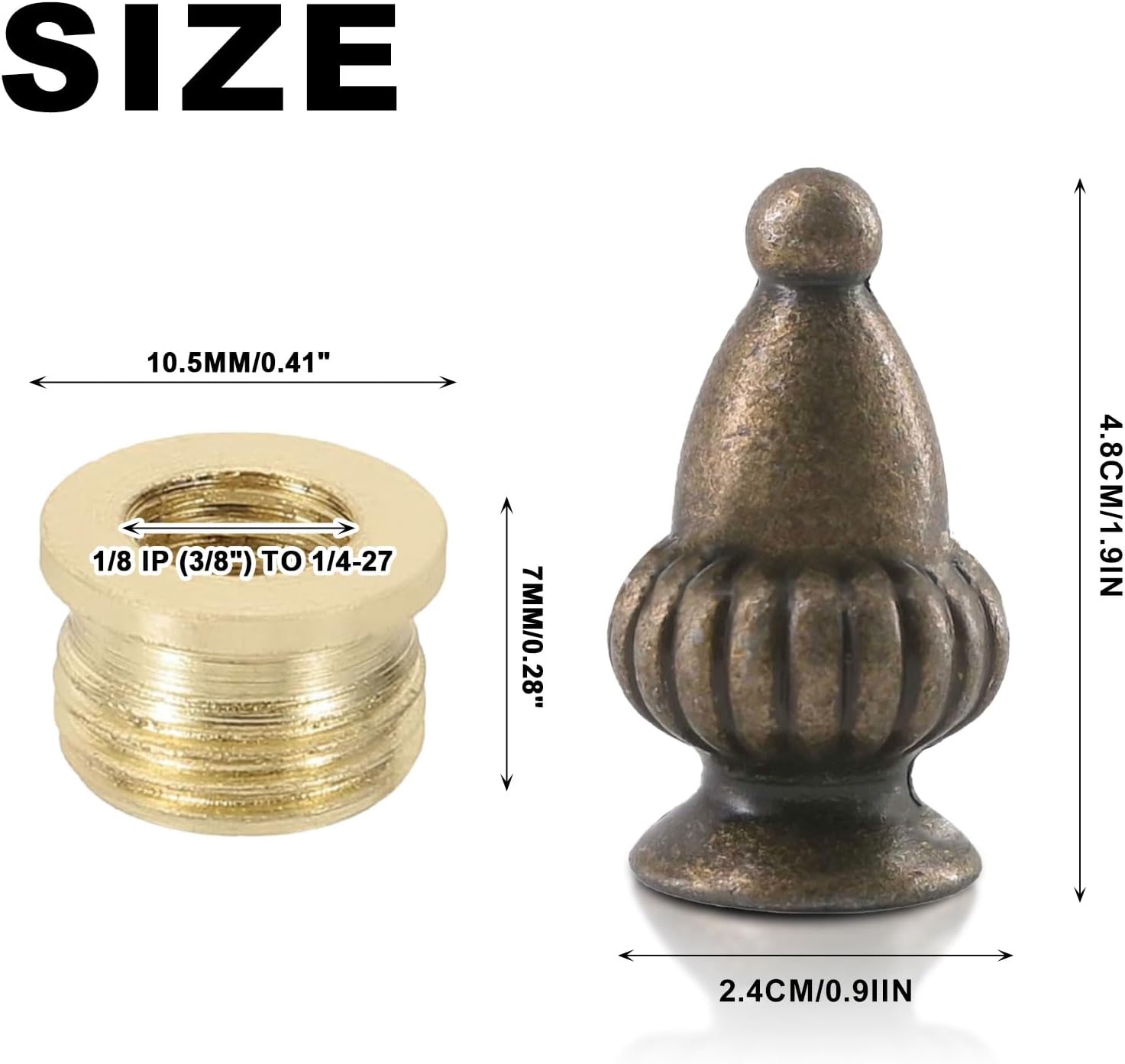 Finials for Lamps Antique Bronze Compatible with Thread 1/8" and 1/4-27 Lamp Finials Decorative Screw Cap for Lamps Shade Holder, Bracket Harp Top, Replacement Lamp Toppers Screw Cap